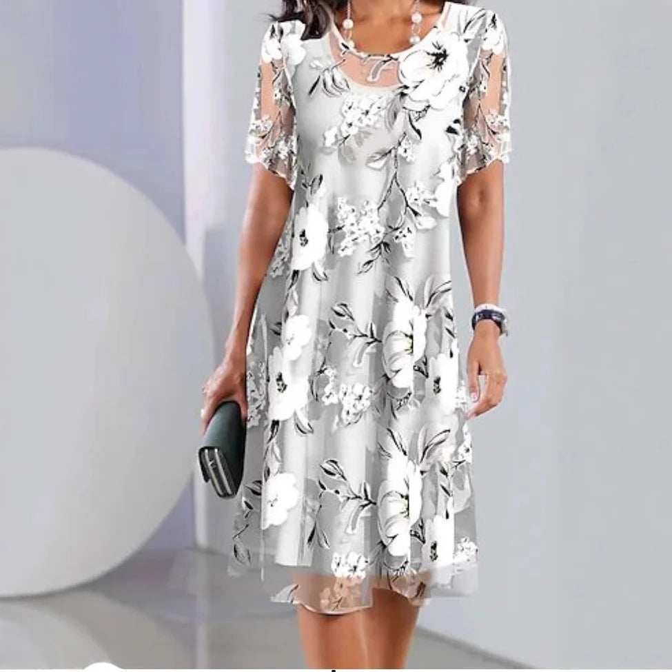 Women's Floral A-Line Midi Dress