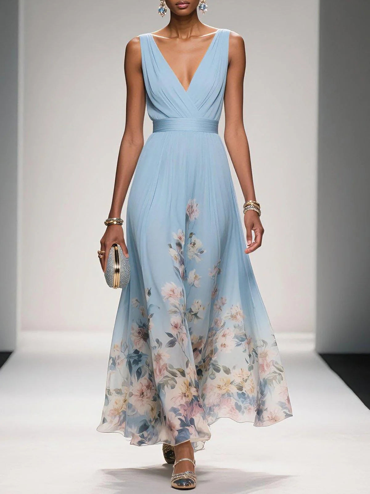Women's Floral Print Wedding Guest Dress