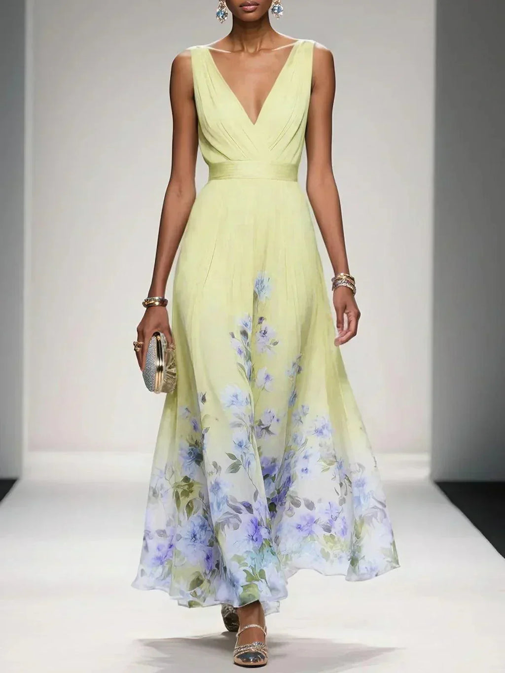 Women's Floral Print Wedding Guest Dress
