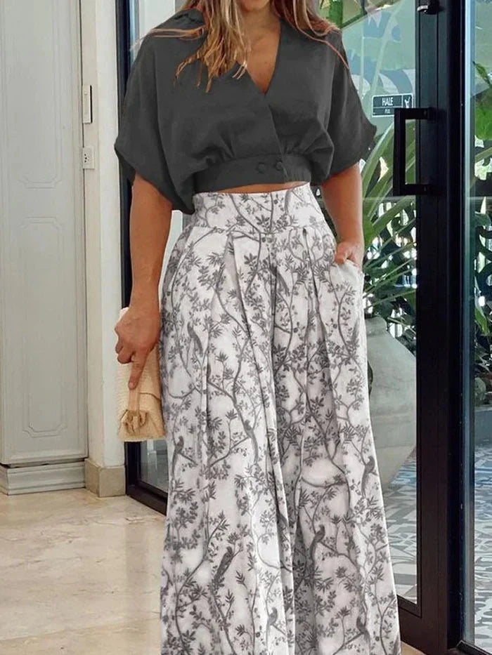 Women's Floral Wide-Leg Set