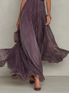 Women's Flowing Pleated High Neck Maxi Dress