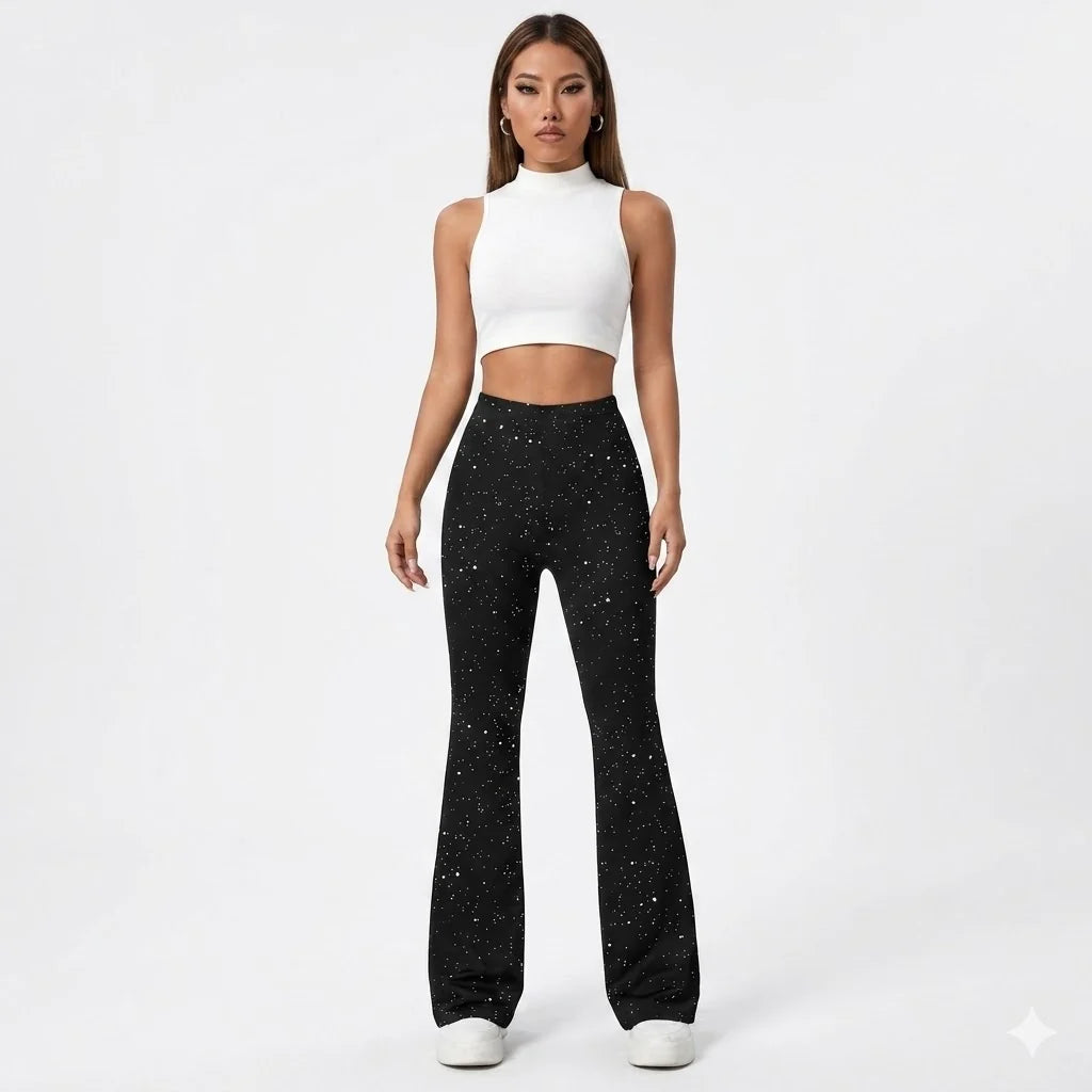 Women's Glitter Flared Trousers