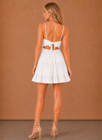 Women's Lace Bodice Tiered Mini Dress