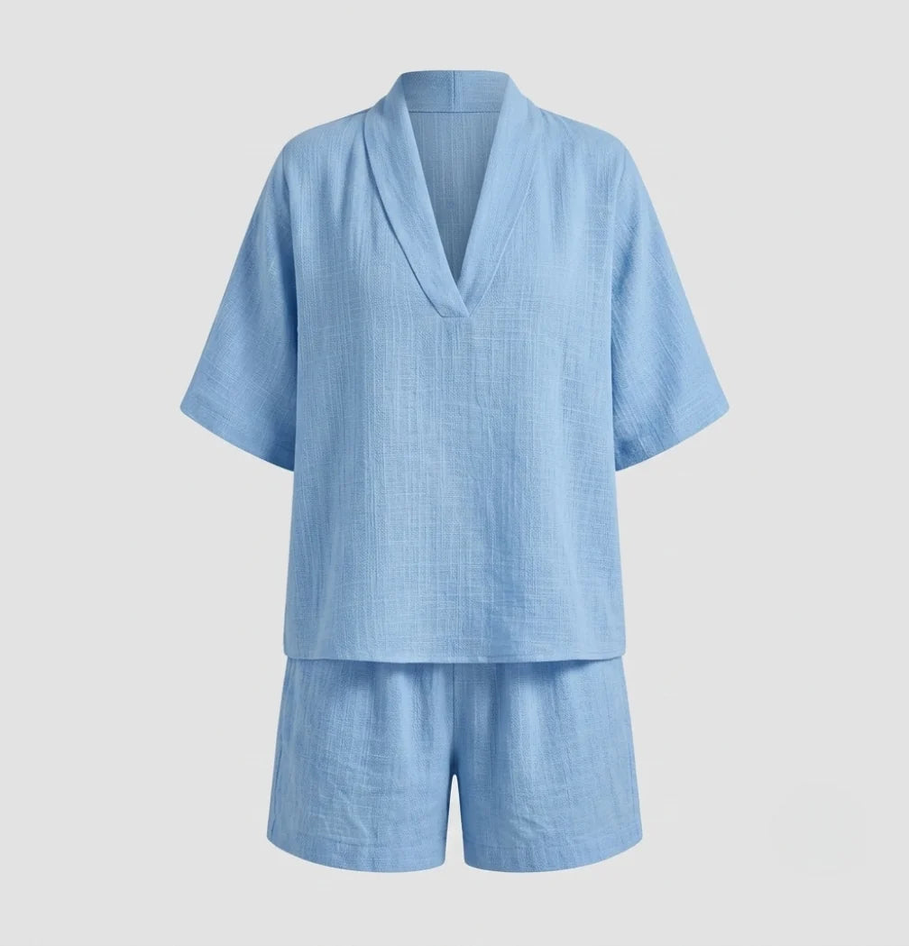 Women's Linen Two-Piece Shorts Set