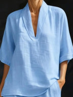 Women's Linen Two-Piece Shorts Set