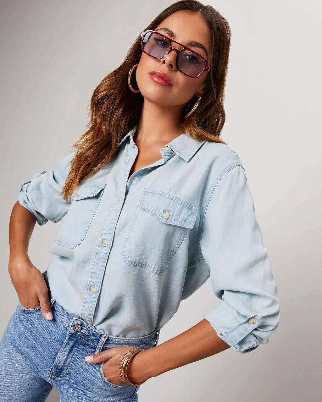 Women's Long Sleeve Denim Shirt