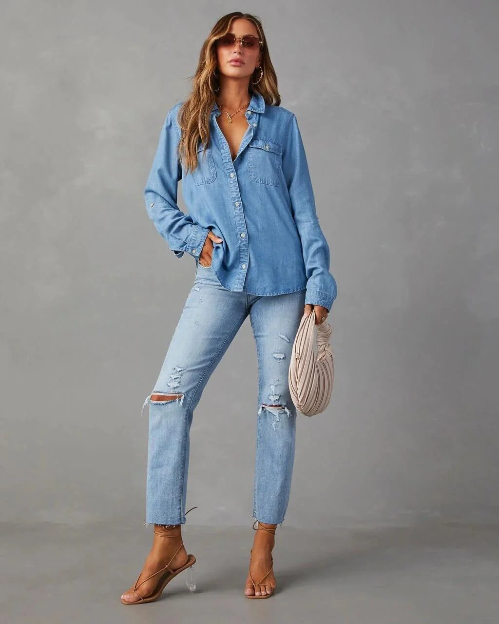 Women's Long Sleeve Denim Shirt
