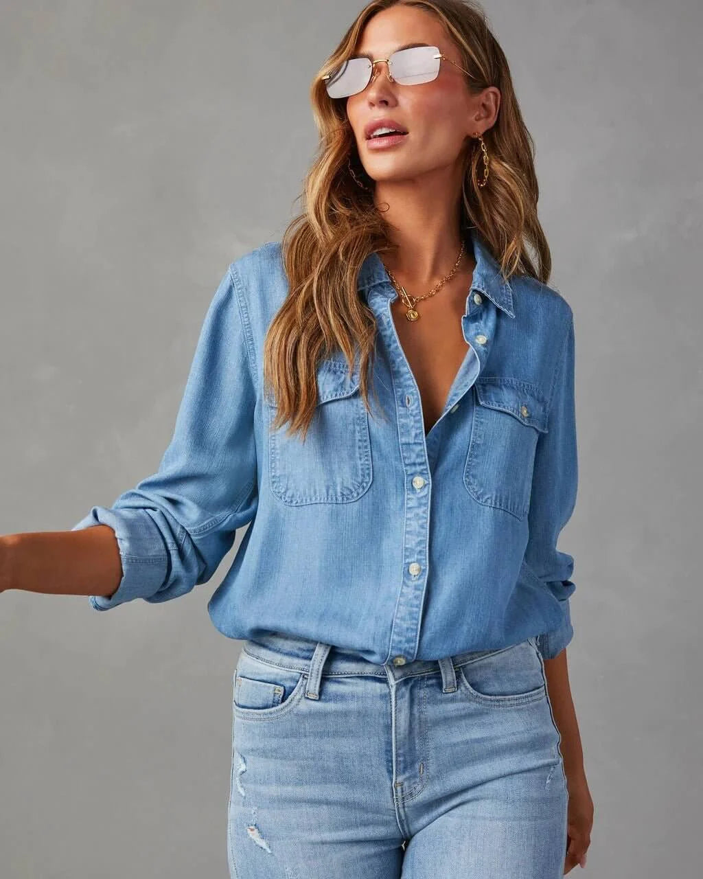Women's Long Sleeve Denim Shirt