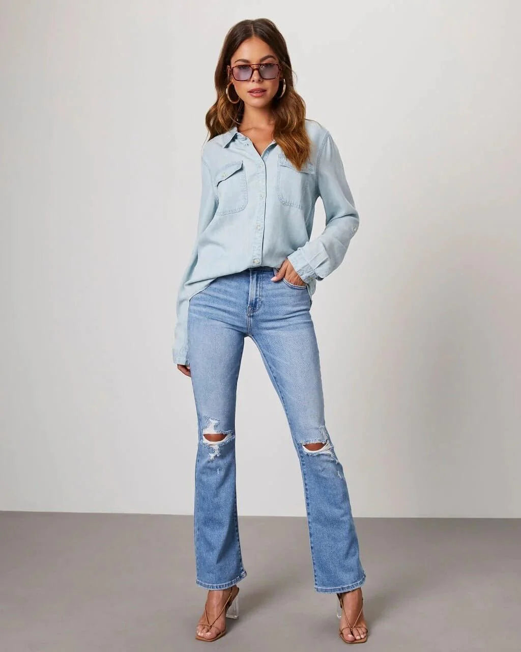 Women's Long Sleeve Denim Shirt