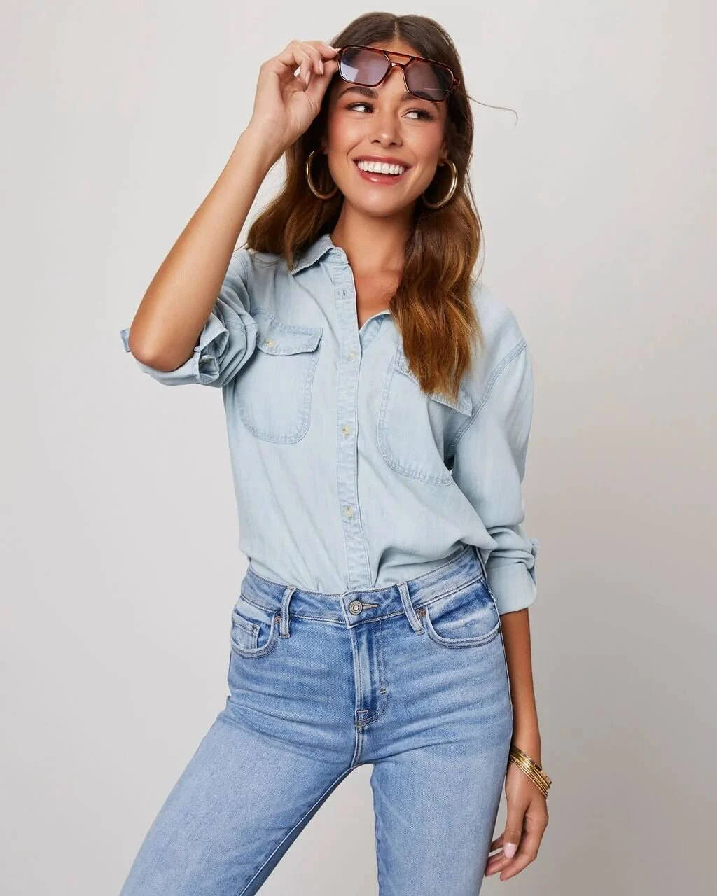 Women's Long Sleeve Denim Shirt