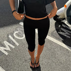Women's Low Rise Split Hem Capri Leggings