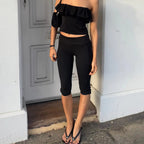 Women's Low Rise Split Hem Capri Leggings