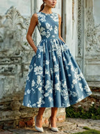 Women's Off-Shoulder Floral Swing Midi Dress