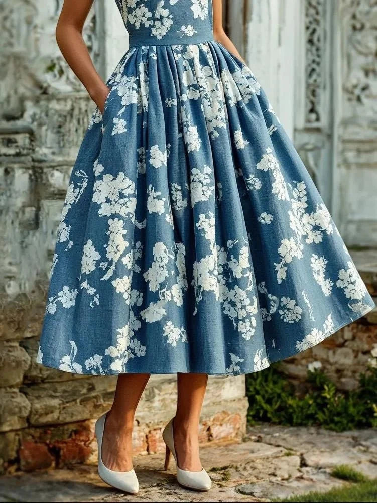 Women's Off-Shoulder Floral Swing Midi Dress