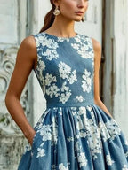 Women's Off-Shoulder Floral Swing Midi Dress