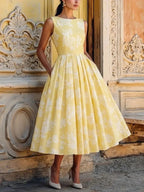 Women's Off-Shoulder Floral Swing Midi Dress