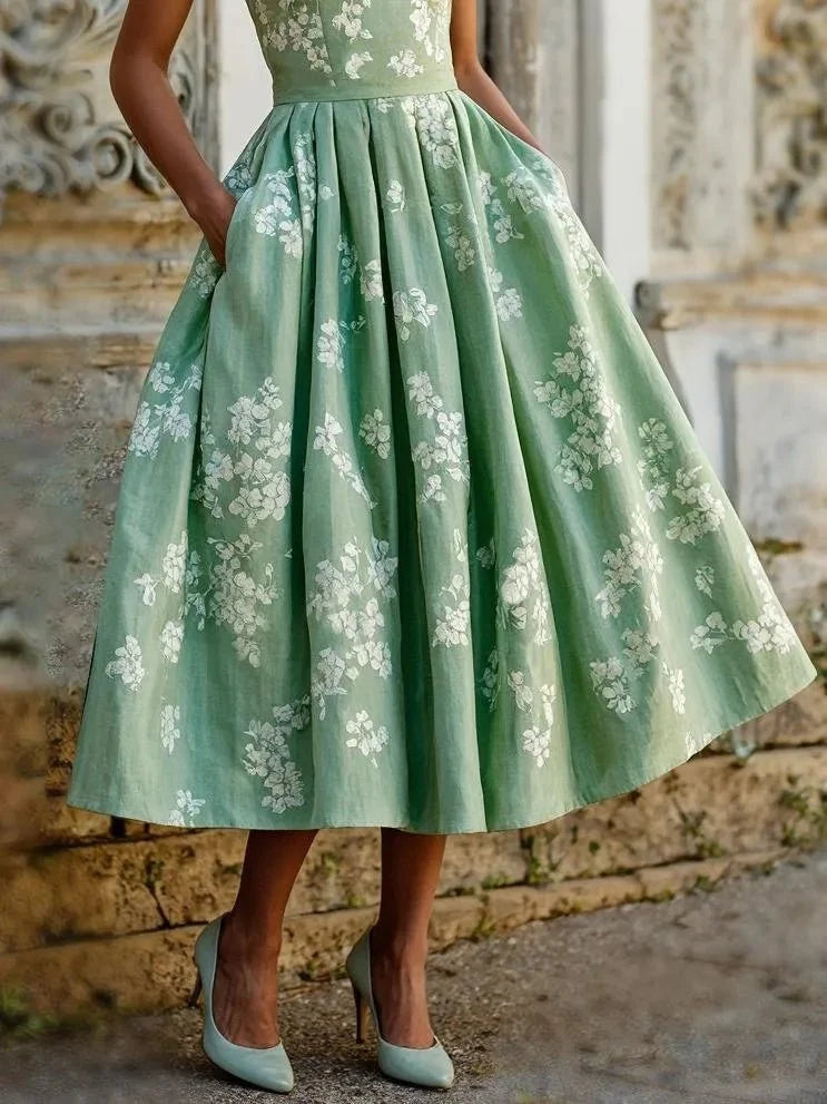 Women's Off-Shoulder Floral Swing Midi Dress