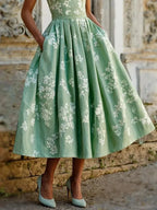 Women's Off-Shoulder Floral Swing Midi Dress