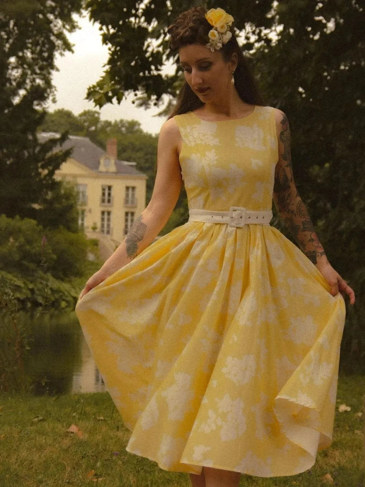 Women's Off-Shoulder Floral Swing Midi Dress