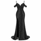 Women's Off-Shoulder Sequin Maxi Dress
