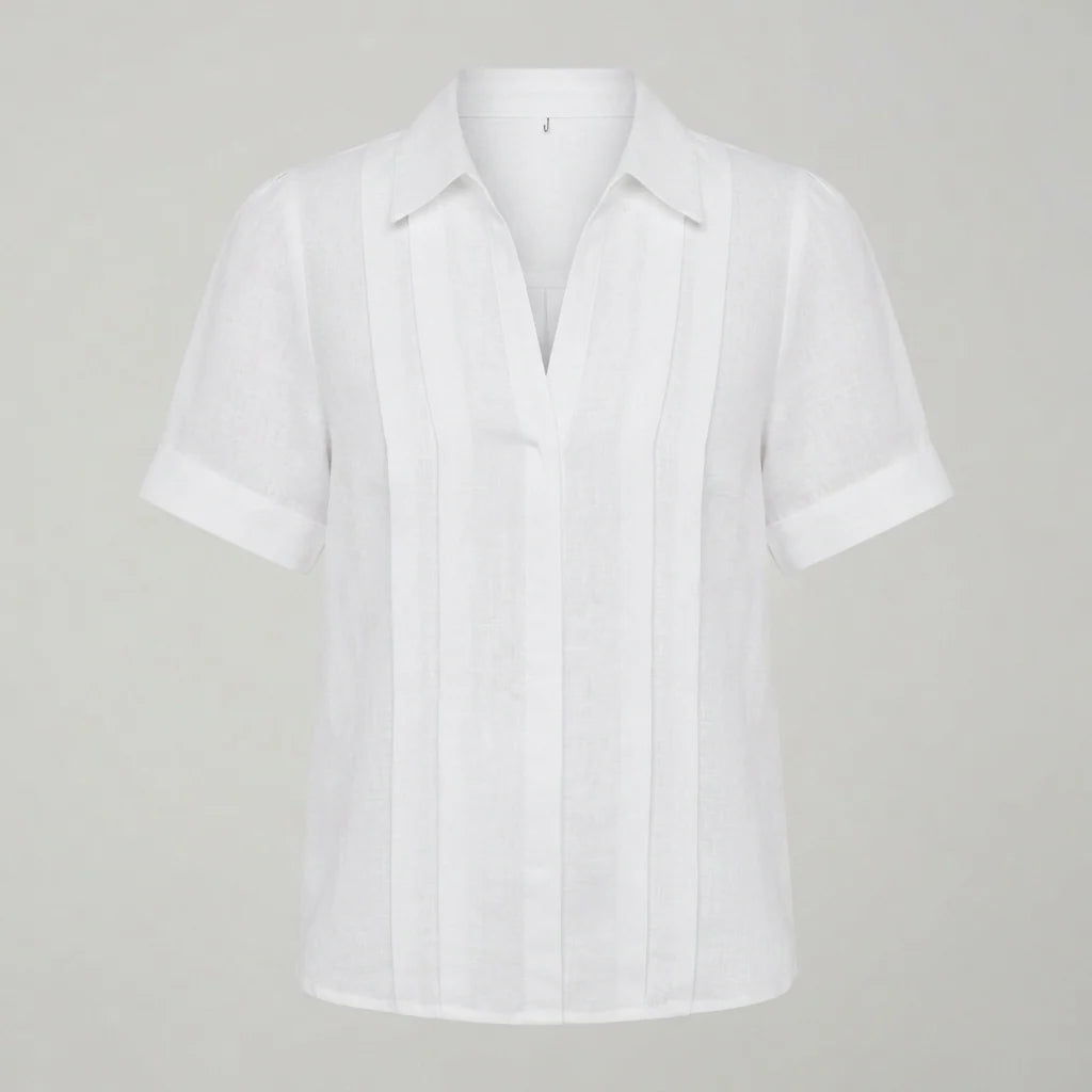 Women's Pleated Linen Blouse