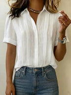 Women's Pleated Linen Blouse