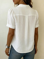Women's Pleated Linen Blouse