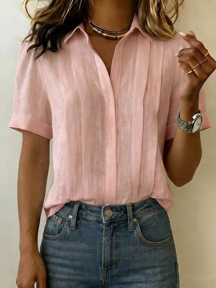 Women's Pleated Linen Blouse
