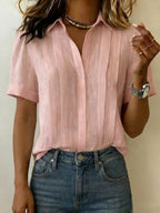 Women's Pleated Linen Blouse