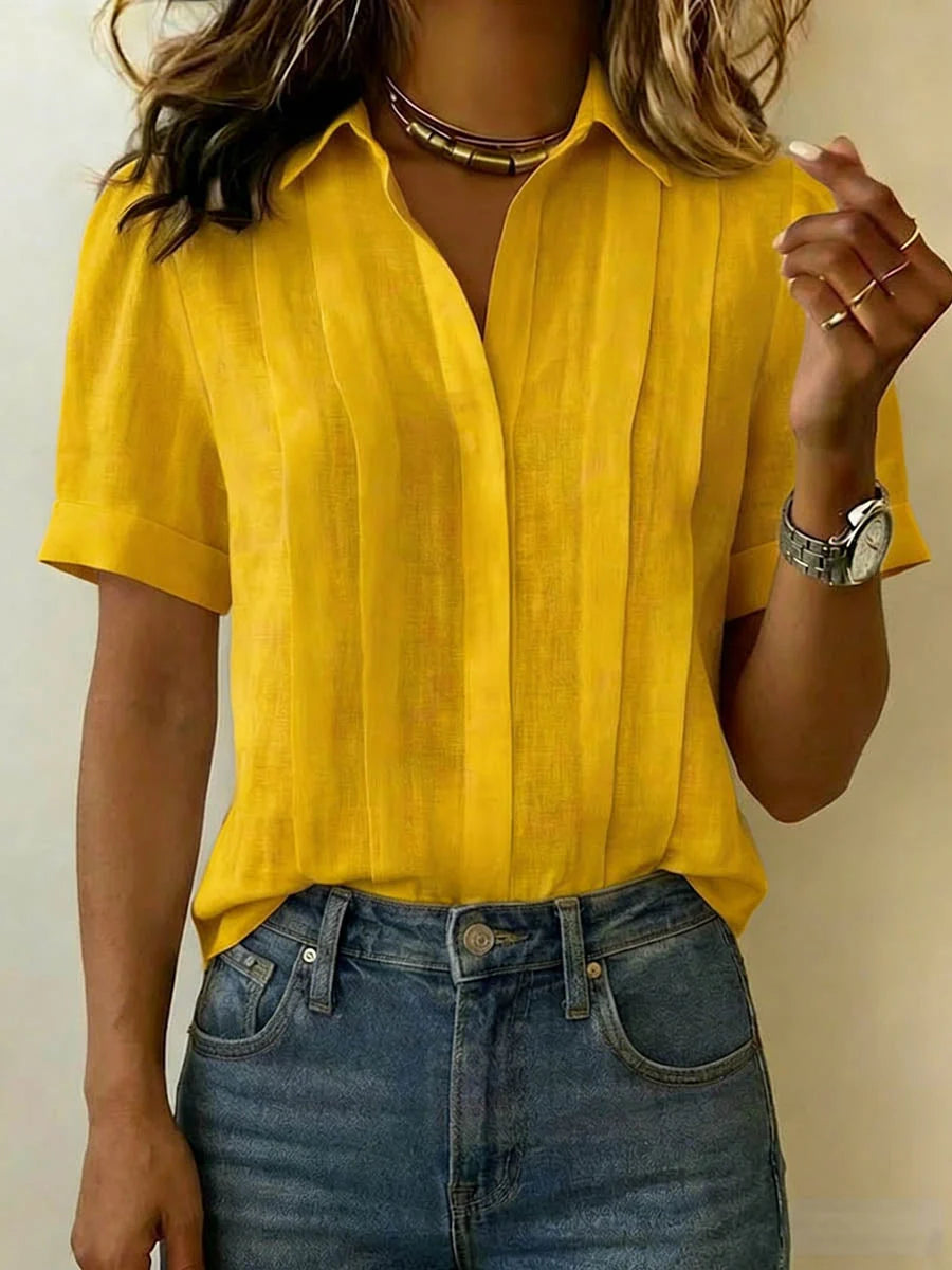 Women's Pleated Linen Blouse