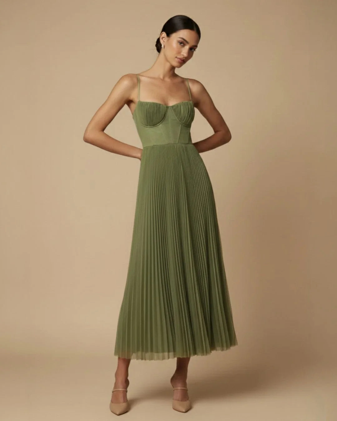 Women's Pleated Midi Dress