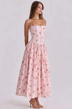 Women's Pleated Strapless Sweetheart Midi Dress