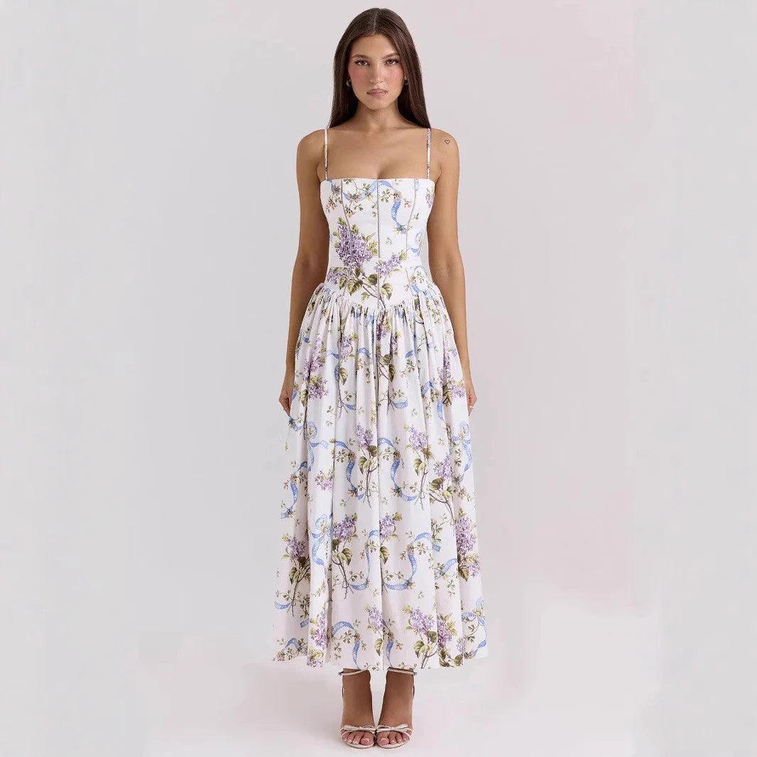 Women's Pleated Strapless Sweetheart Midi Dress