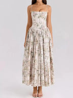 Women's Pleated Strapless Sweetheart Midi Dress