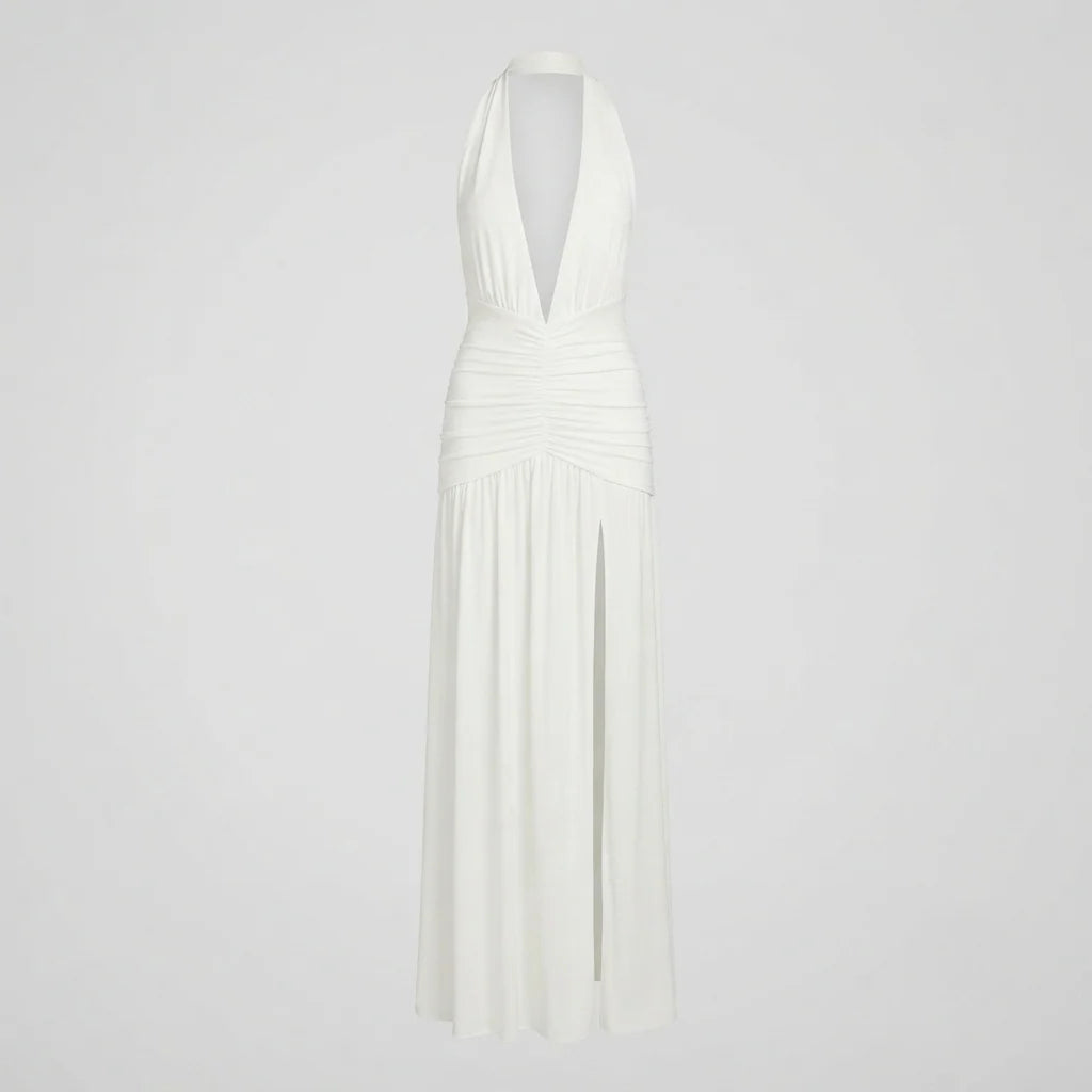 Women's Plunge Halter Maxi Dress