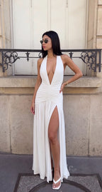 Women's Plunge Halter Maxi Dress