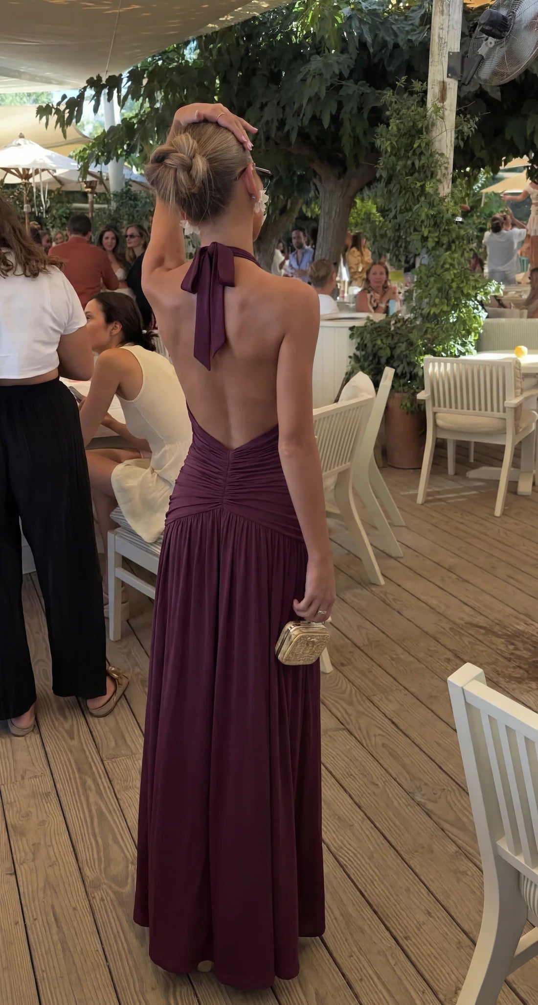 Women's Plunge Halter Maxi Dress