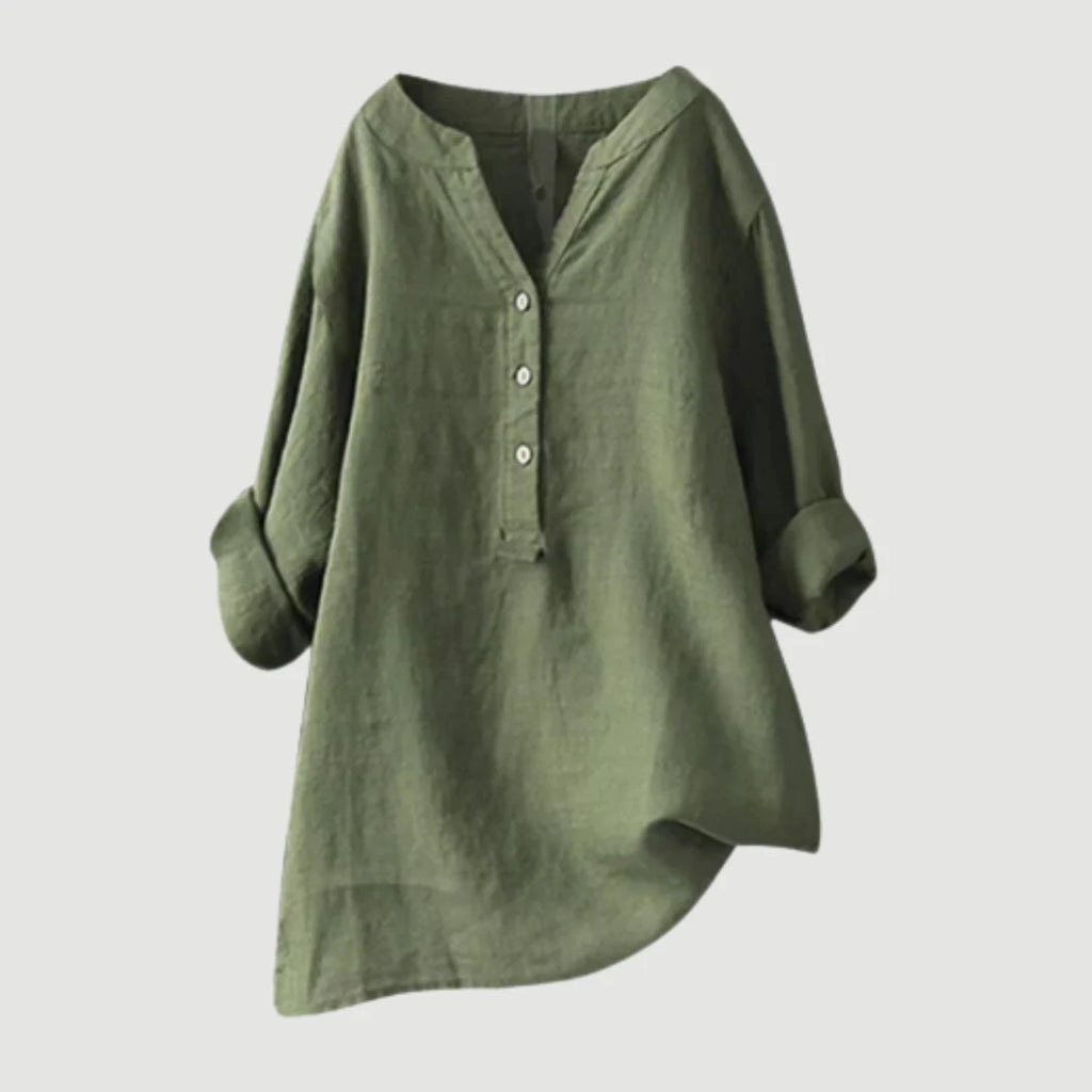 Women's Refined V-Neck Button-Down Shirt