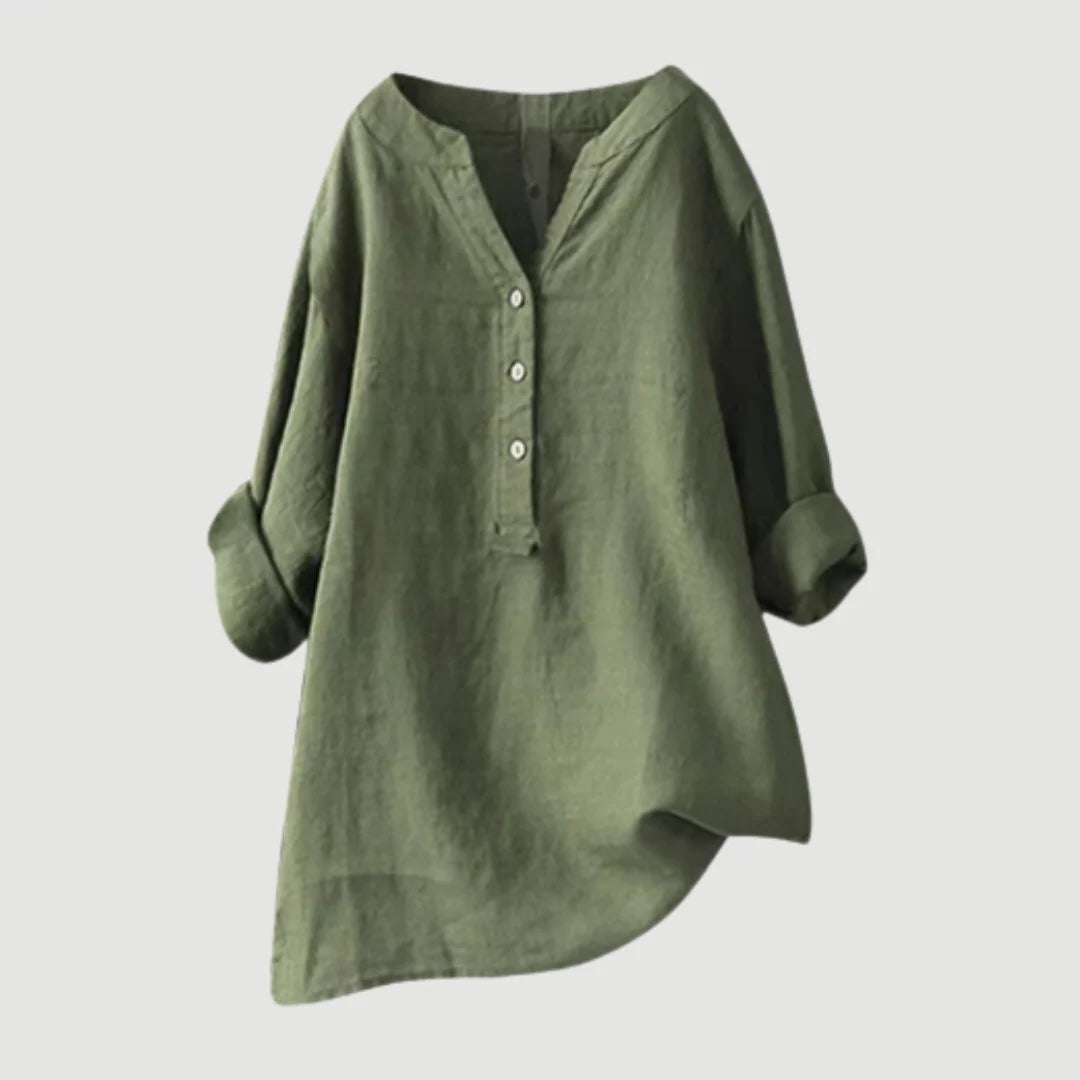 Women's Refined V-Neck Button-Down Shirt