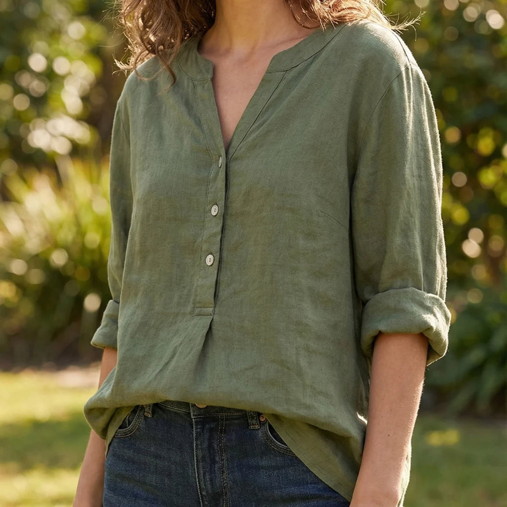Women's Refined V-Neck Button-Down Shirt