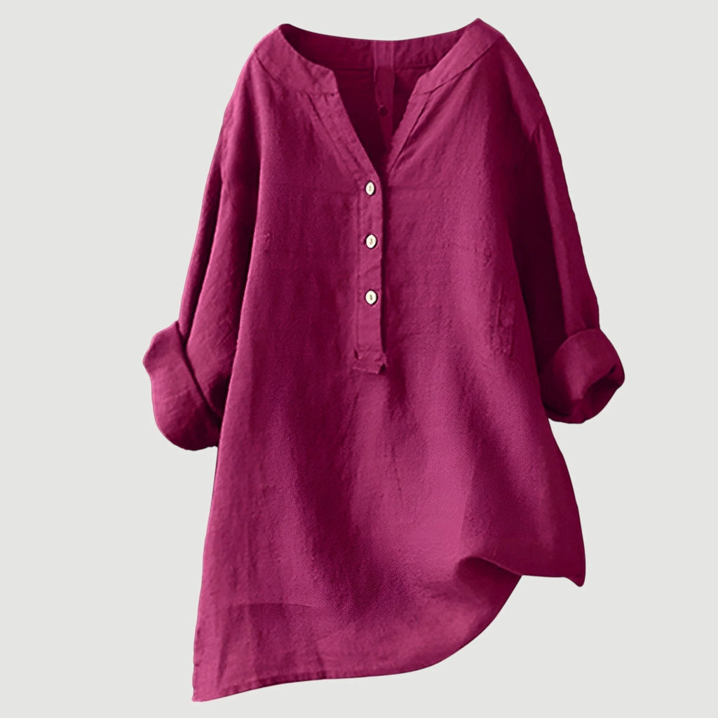 Women's Refined V-Neck Button-Down Shirt
