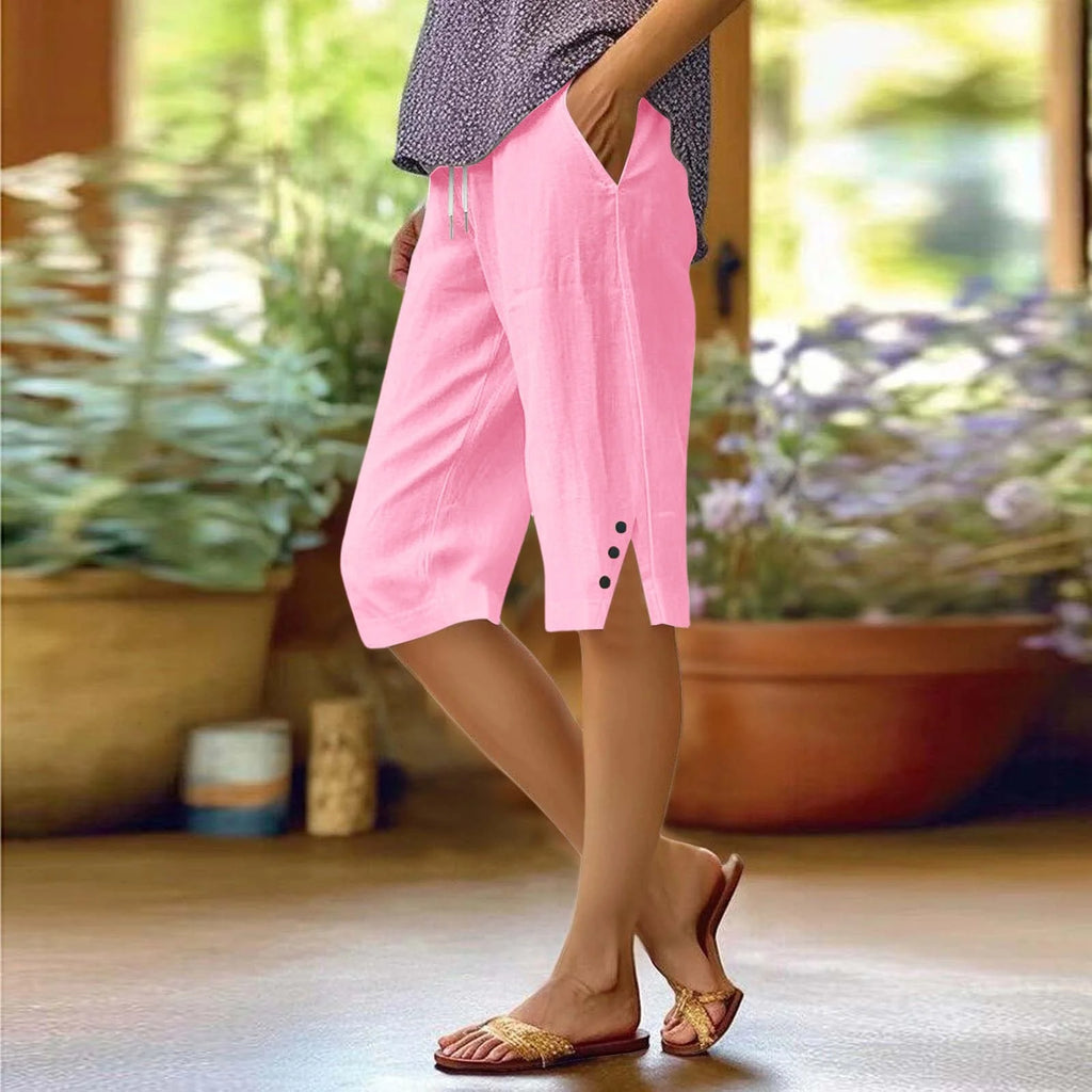 Women's Relaxed-Fit Linen Capri Trousers