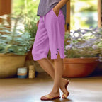 Women's Relaxed-Fit Linen Capri Trousers