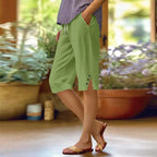 Women's Relaxed-Fit Linen Capri Trousers