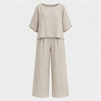 Women's Relaxed Linen-Look Wide-Leg Trouser Set
