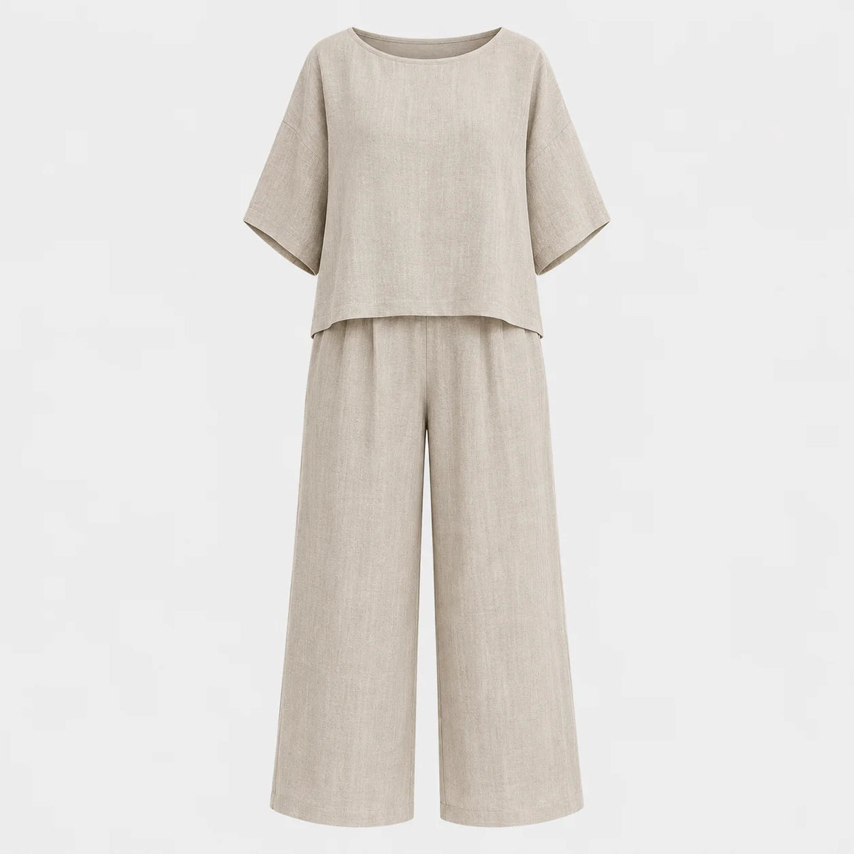Women's Relaxed Linen-Look Wide-Leg Trouser Set