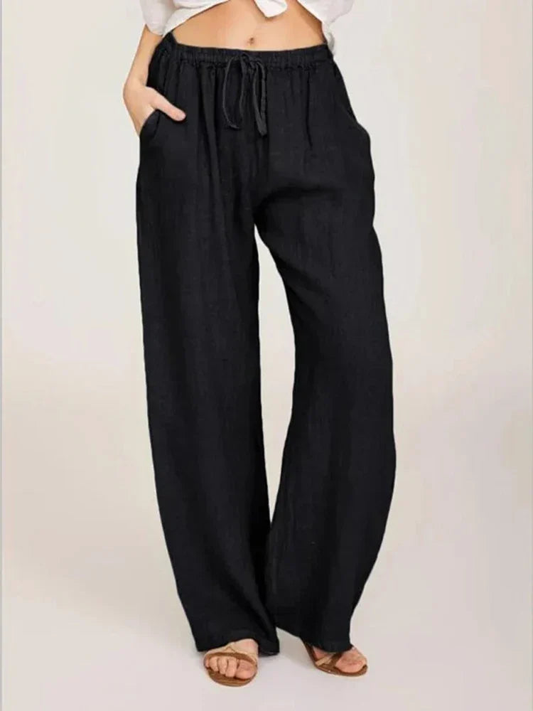 Women's Relaxed Linen Wide-Leg Trousers