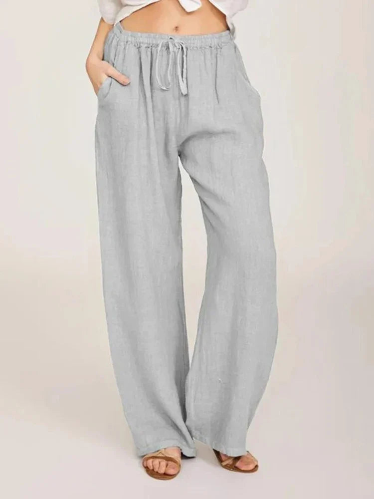 Women's Relaxed Linen Wide-Leg Trousers
