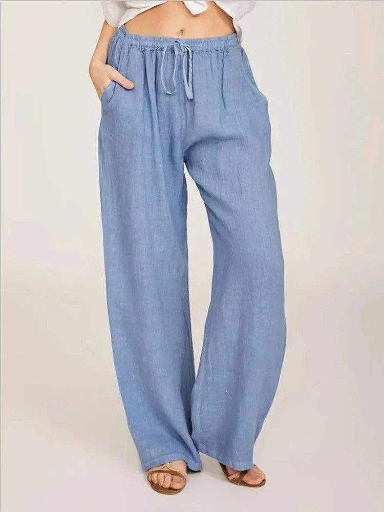Women's Relaxed Linen Wide-Leg Trousers