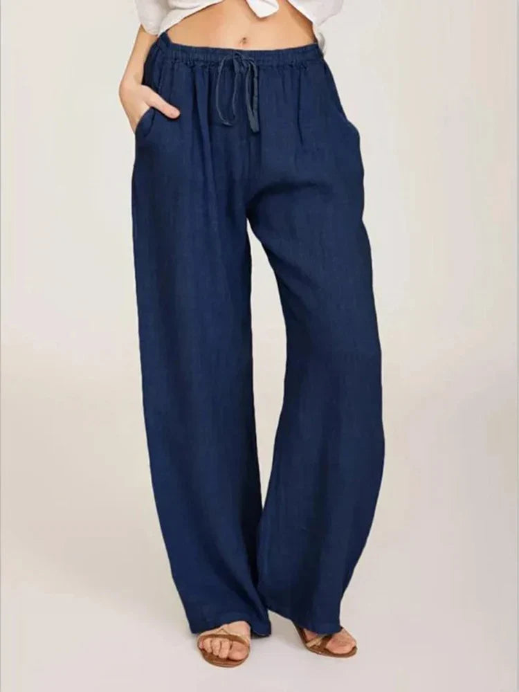 Women's Relaxed Linen Wide-Leg Trousers